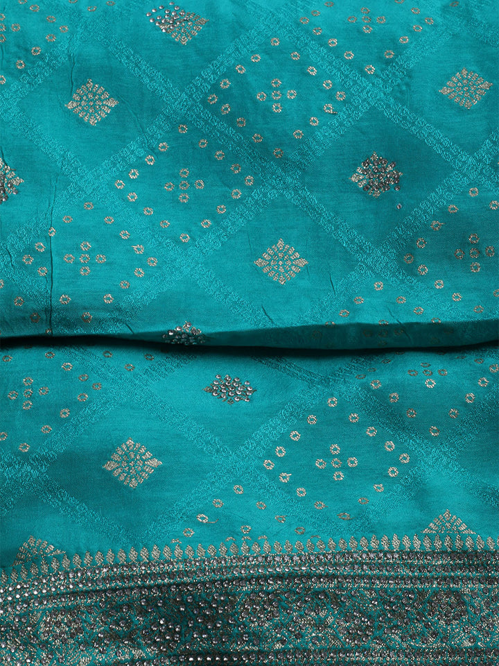 Embroidered Art Silk Unstitched Suit With Dupatta