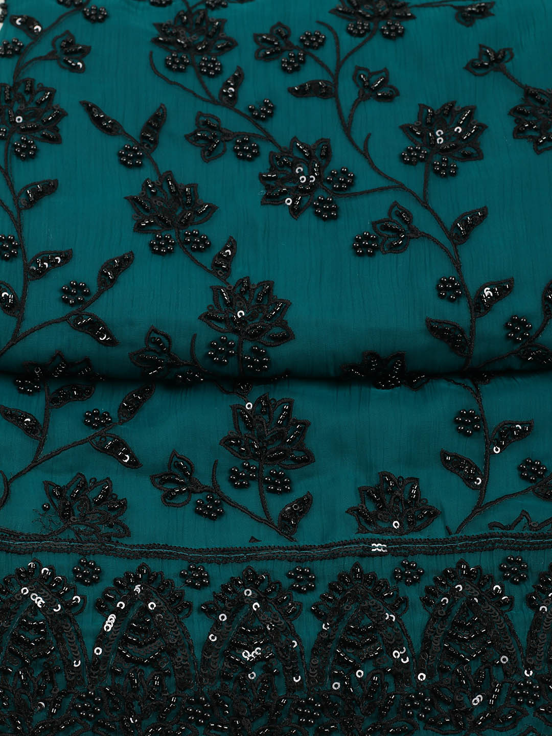 Embroidered Organza Unstitched Suit With Pant &amp; Dupatta