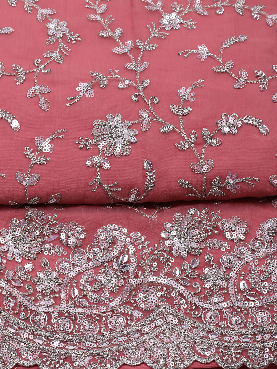 Embroidered Organza Unstitched Suit With Pant &amp; Dupatta