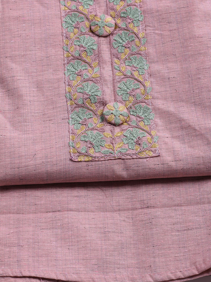 Embroidered Cotton Unstitched Suit With Dupatta