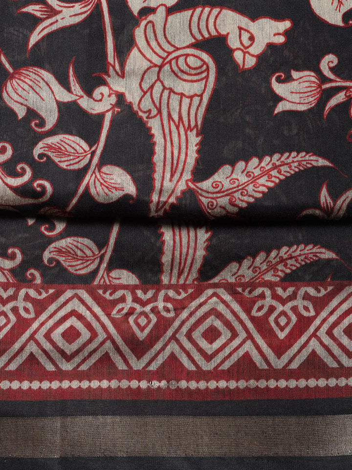 Printed, Cotton Blend Unstitched Suit With Pant &amp; Dupatta