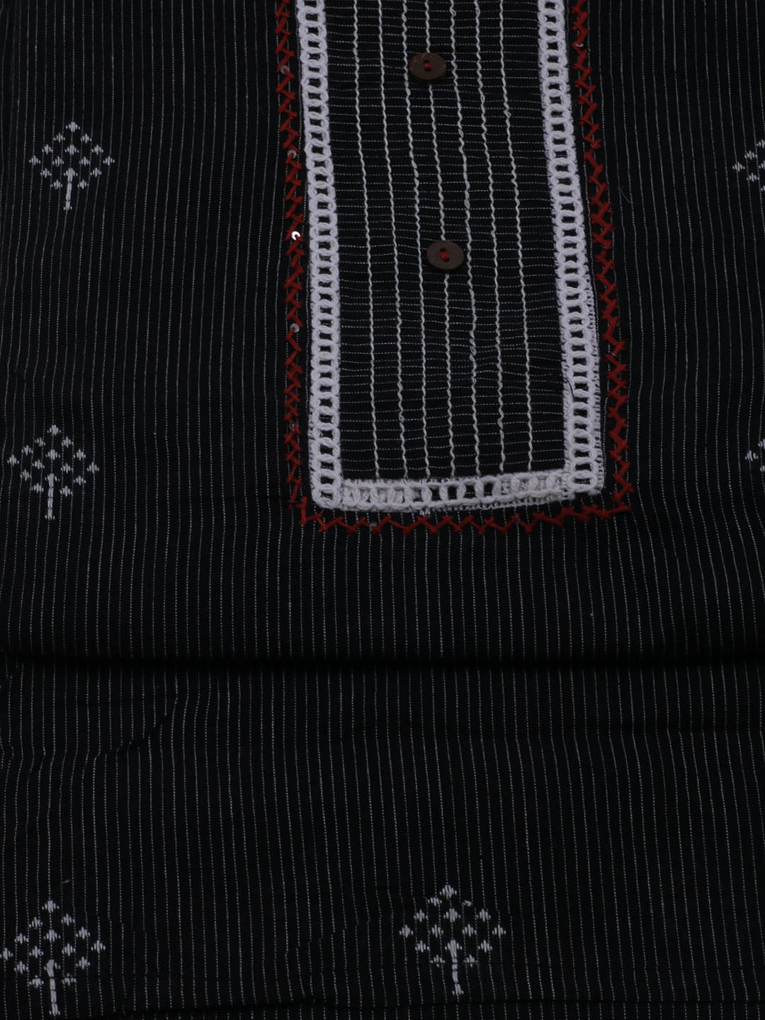 Patch Neck Cotton Blend Unstitched Suit With Dupatta