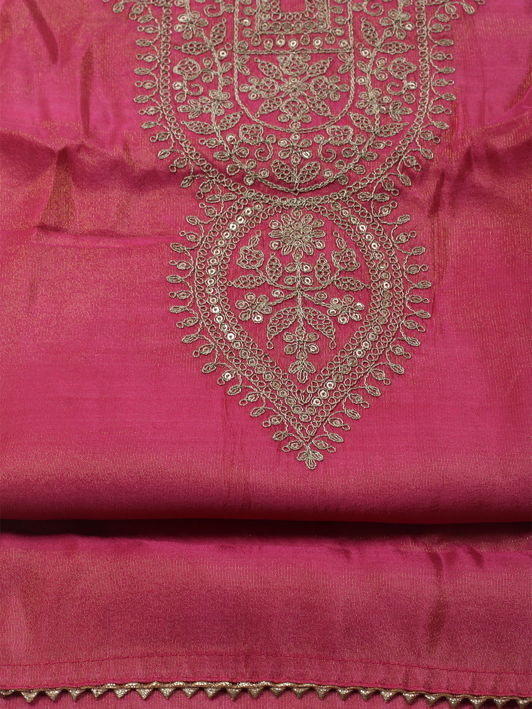 Embroidered Tissue Unstitched Kurta With Pant &amp; Dupatta