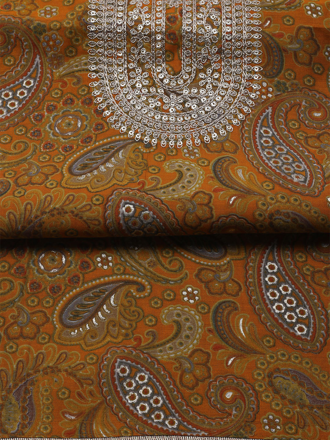 Neck Embroidered Cotton Blend Unstitched Suit With Dupatta