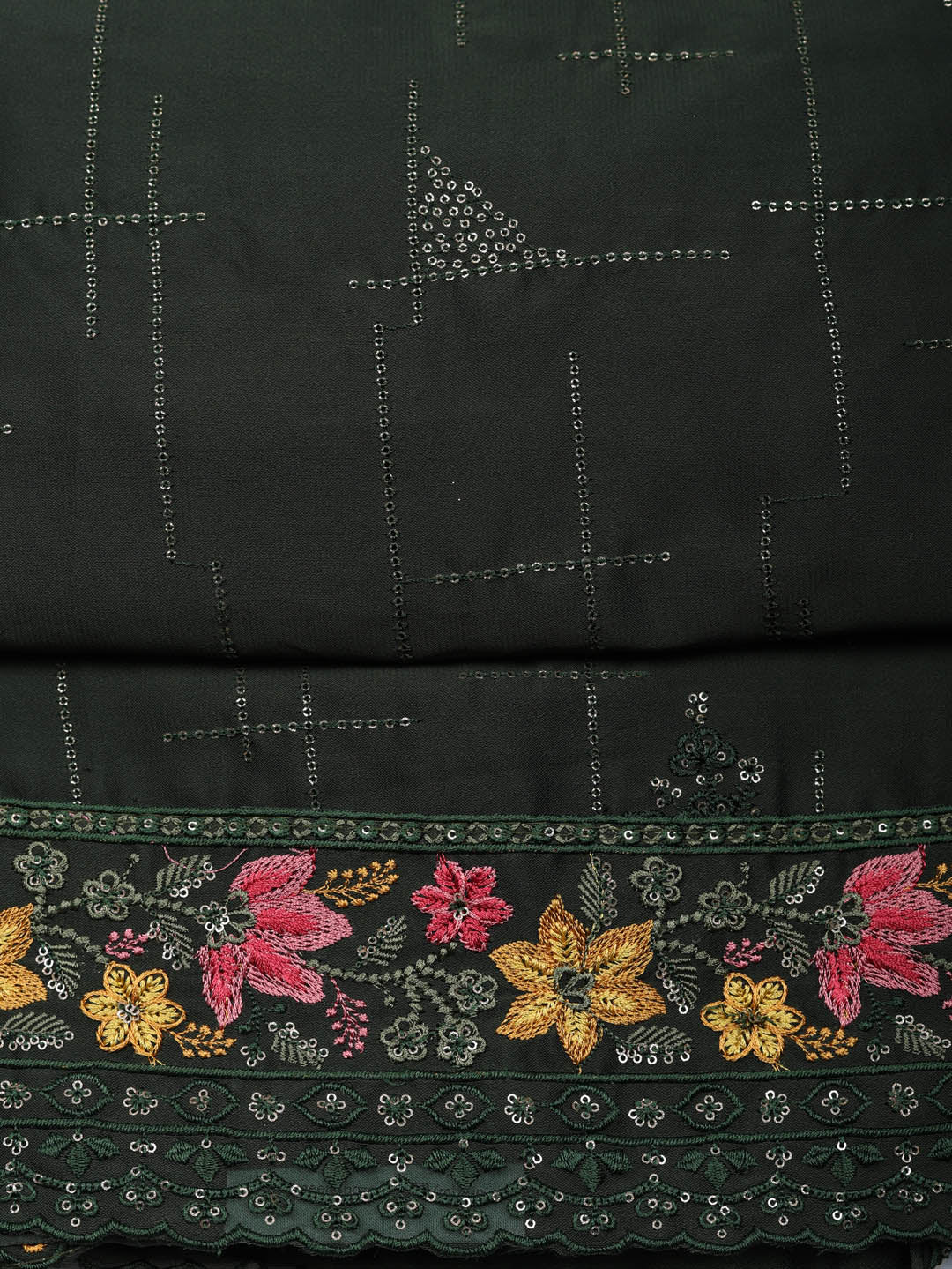 Woven Design Georgette Unstitched Suit With Pant &amp; Dupatta