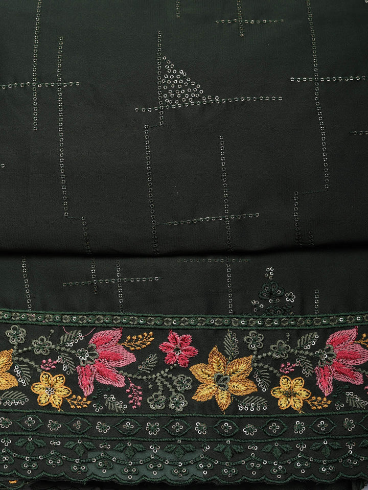 Woven Design Georgette Unstitched Suit With Pant &amp; Dupatta