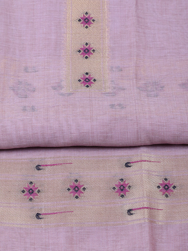 Embroidered Chanderi Unstitched Suit With Pant &amp; Dupatta
