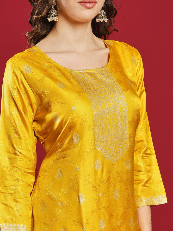 Embroidered Cotton Kurta With Pant &amp; Dupatta