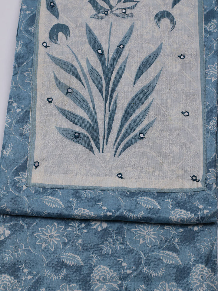 Neck Embroidered Cotton Blend Unstitched Suit With Dupatta