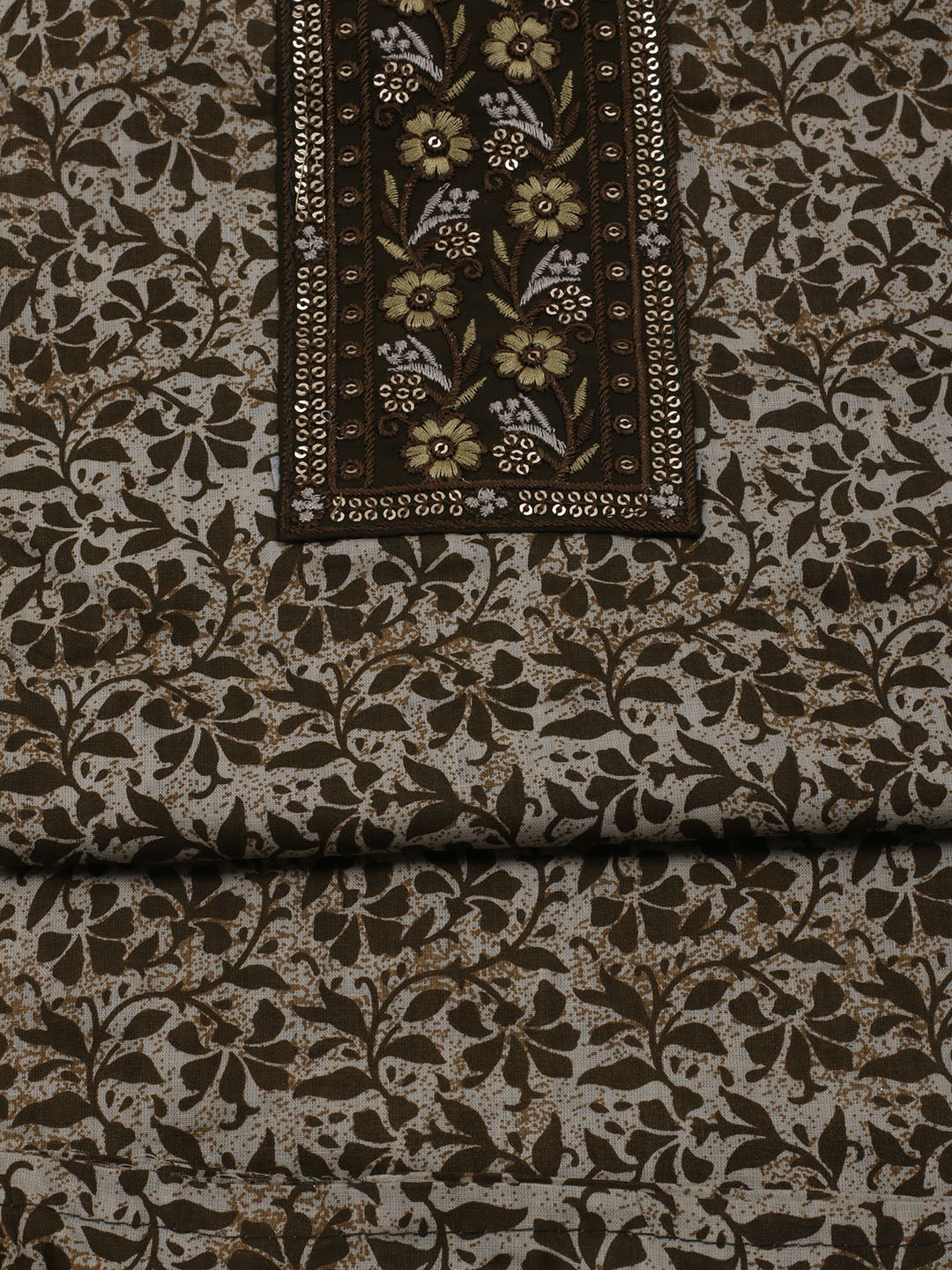 Printed Cotton Blend Unstitched Suit With Dupatta