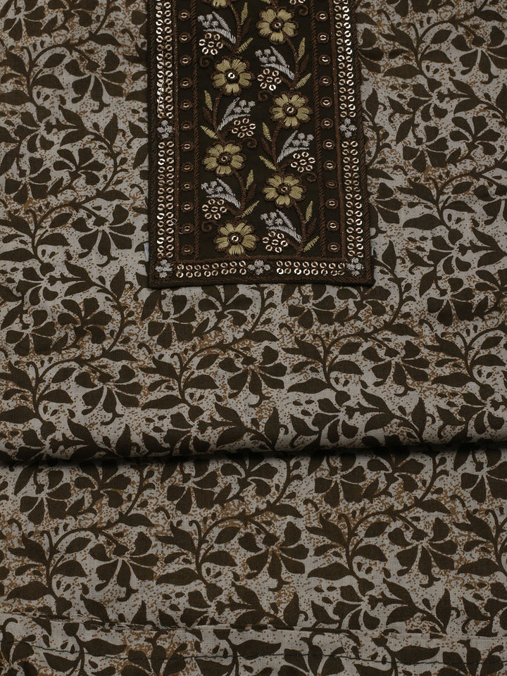 Printed Cotton Blend Unstitched Suit With Dupatta