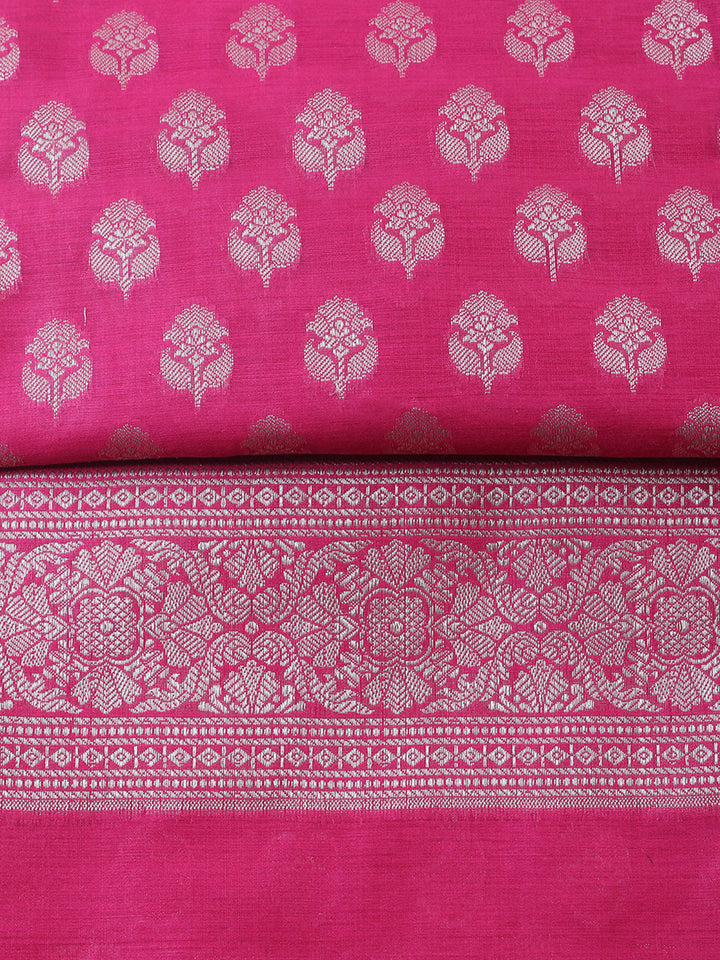 Banarasi Chanderi Unstitched Suit With Pant &amp; Dupatta