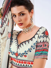 Printed Crepe Choli With Lehenga & Dupatta