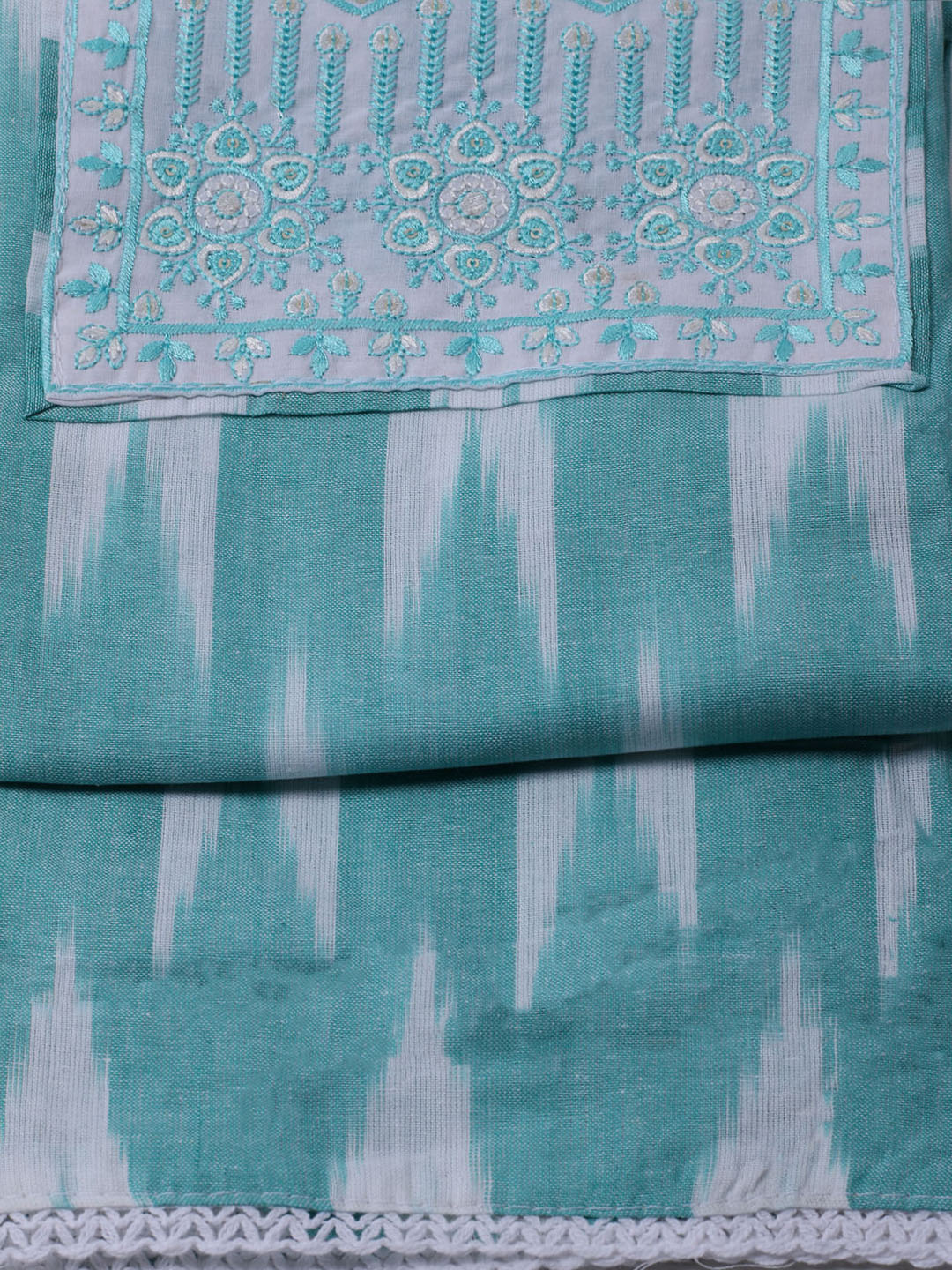 Printed Cotton Blend Unstitched Suit With Dupatta
