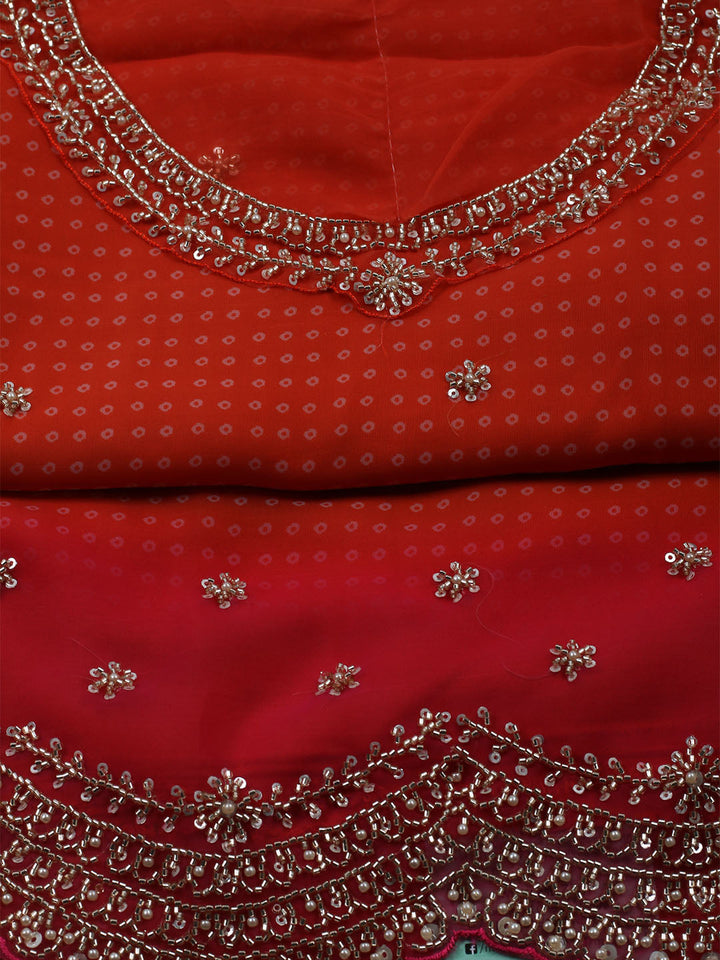 Embroidered Organza Unstitched Suit With Dupatta