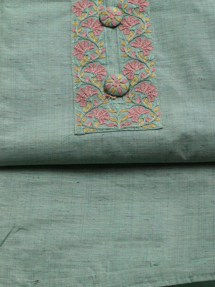 Embroidered Cotton Unstitched Suit With Dupatta