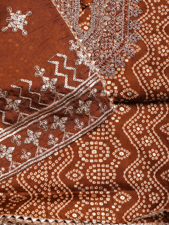 Neck Embroidered Cotton Blend Unstitched Suit With Dupatta