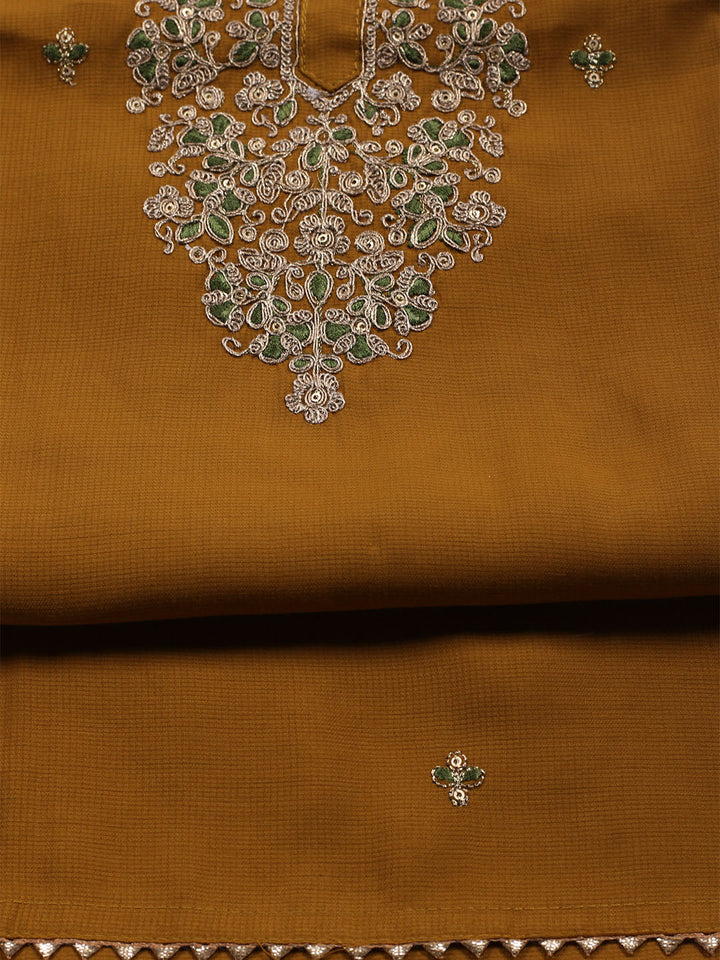 Neck Embroidered Cotton Blend Unstitched Suit With Dupatta