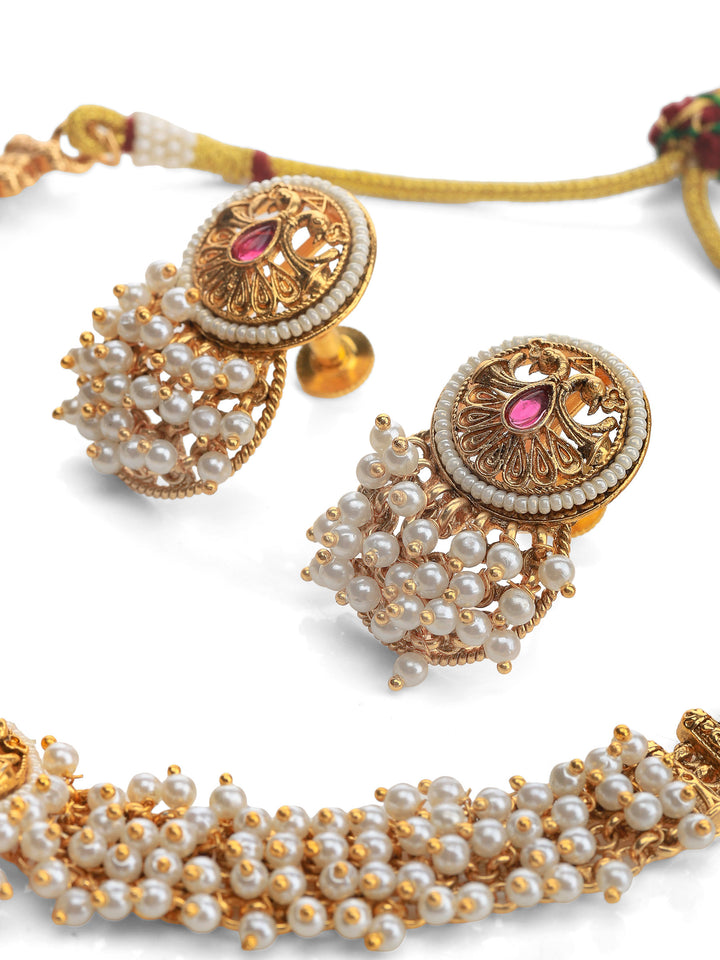 Gold Pink Jewellery Set