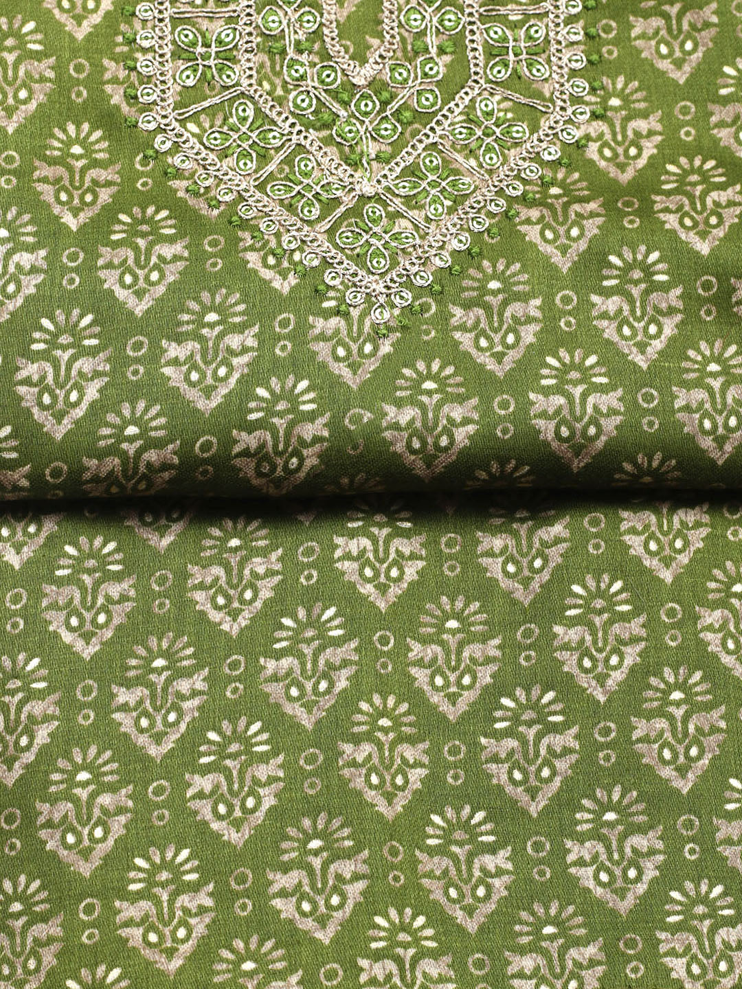 Embroidered Cotton Unstitched Suit With Pant &amp; Dupatta