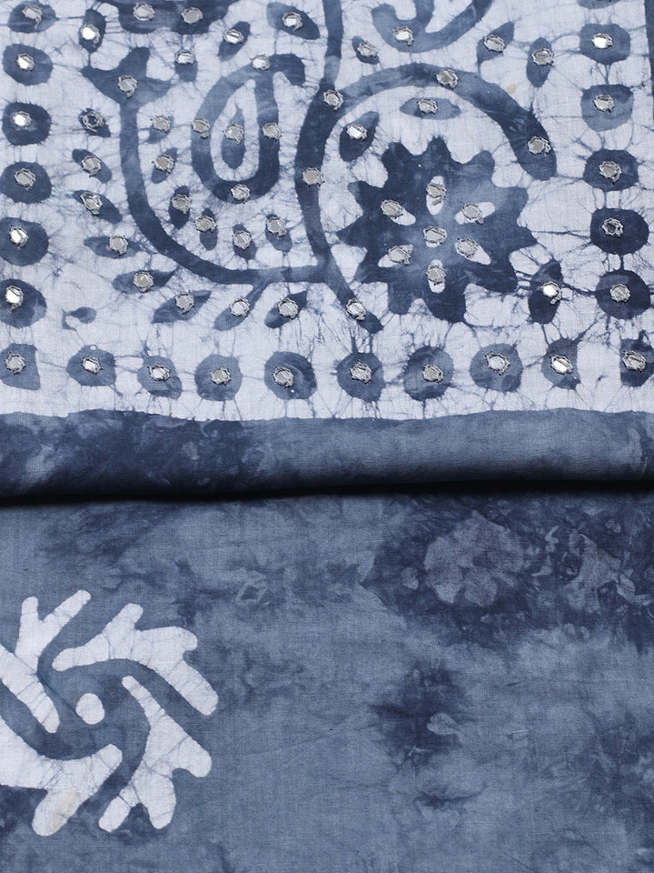 Embroidered Cotton Blend Unstitched Suit With Pant &amp; Dupatta