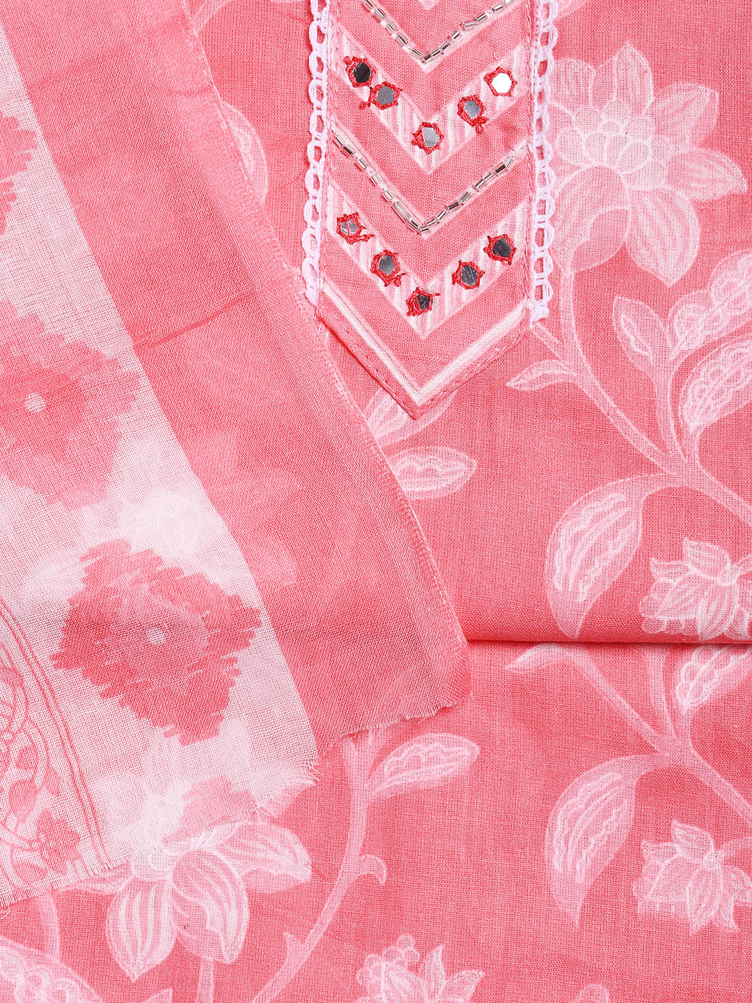 Printed Cotton Blend Unstitched Suit With Dupatta