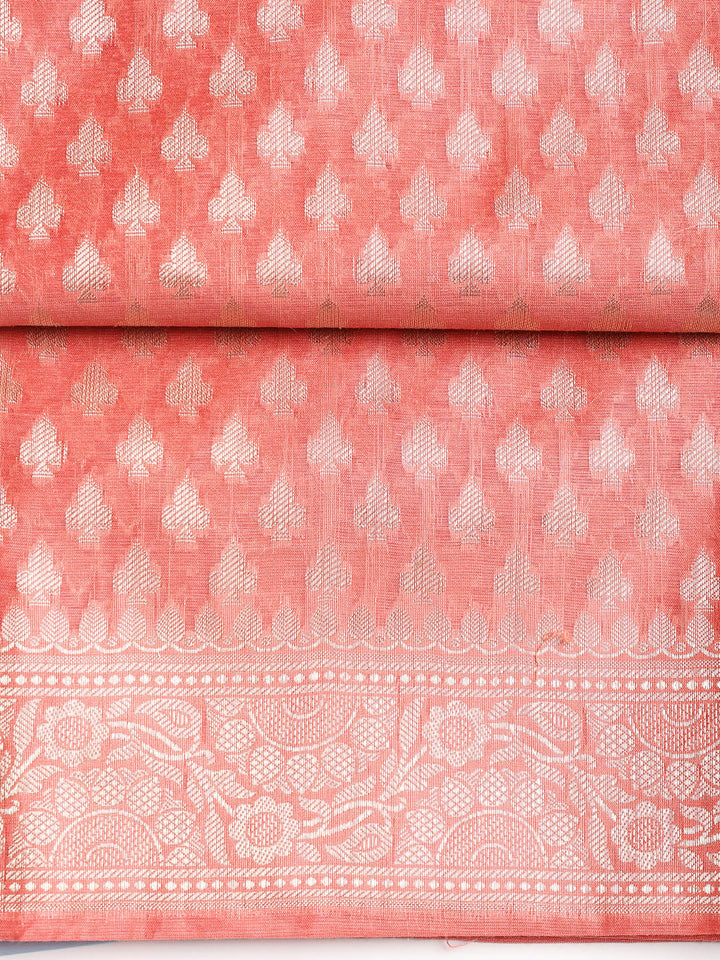 Woven Banarasi Chanderi Unstitched Suit With Dupatta