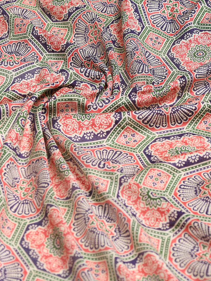 Digital Printed Cotton Blend Woven Saree