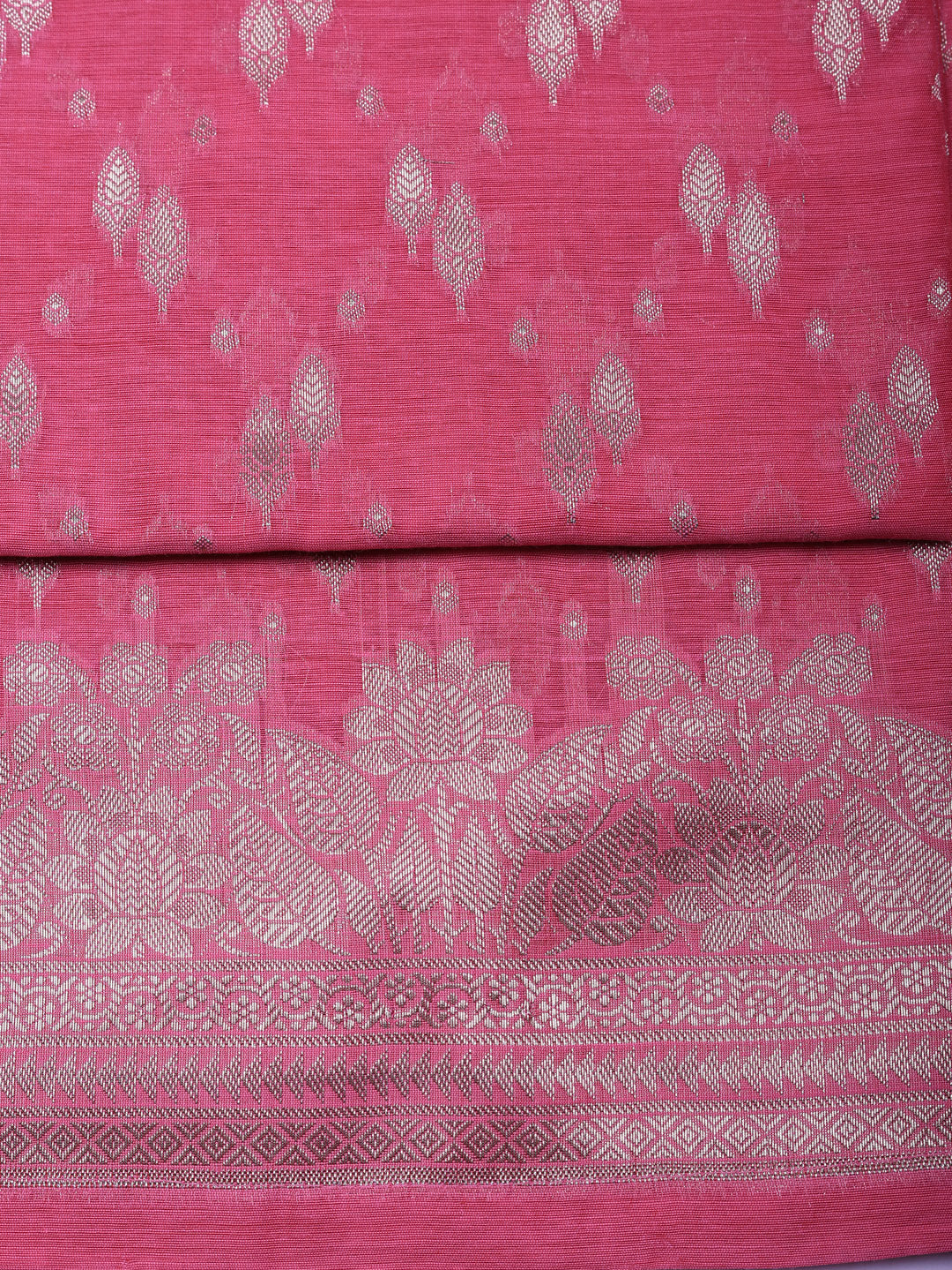 Woven Design Art Silk Unstitched Suit With Pant &amp; Dupatta