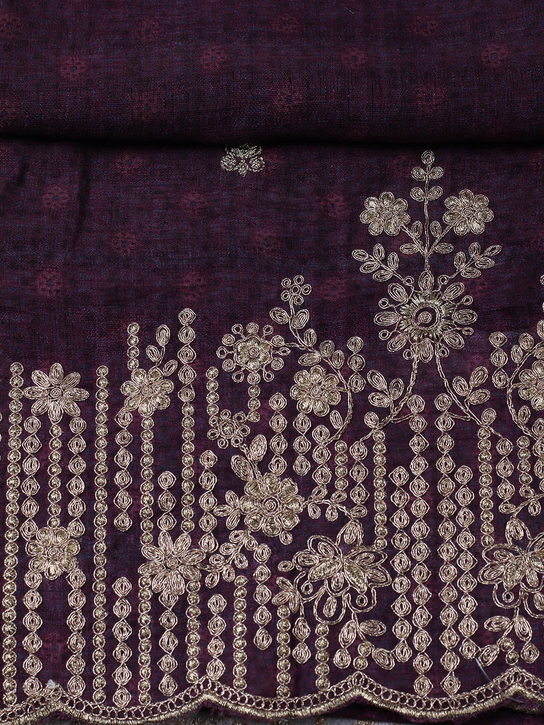 Embroidered Tussar Unstitched Suit With Pant &amp; Dupatta