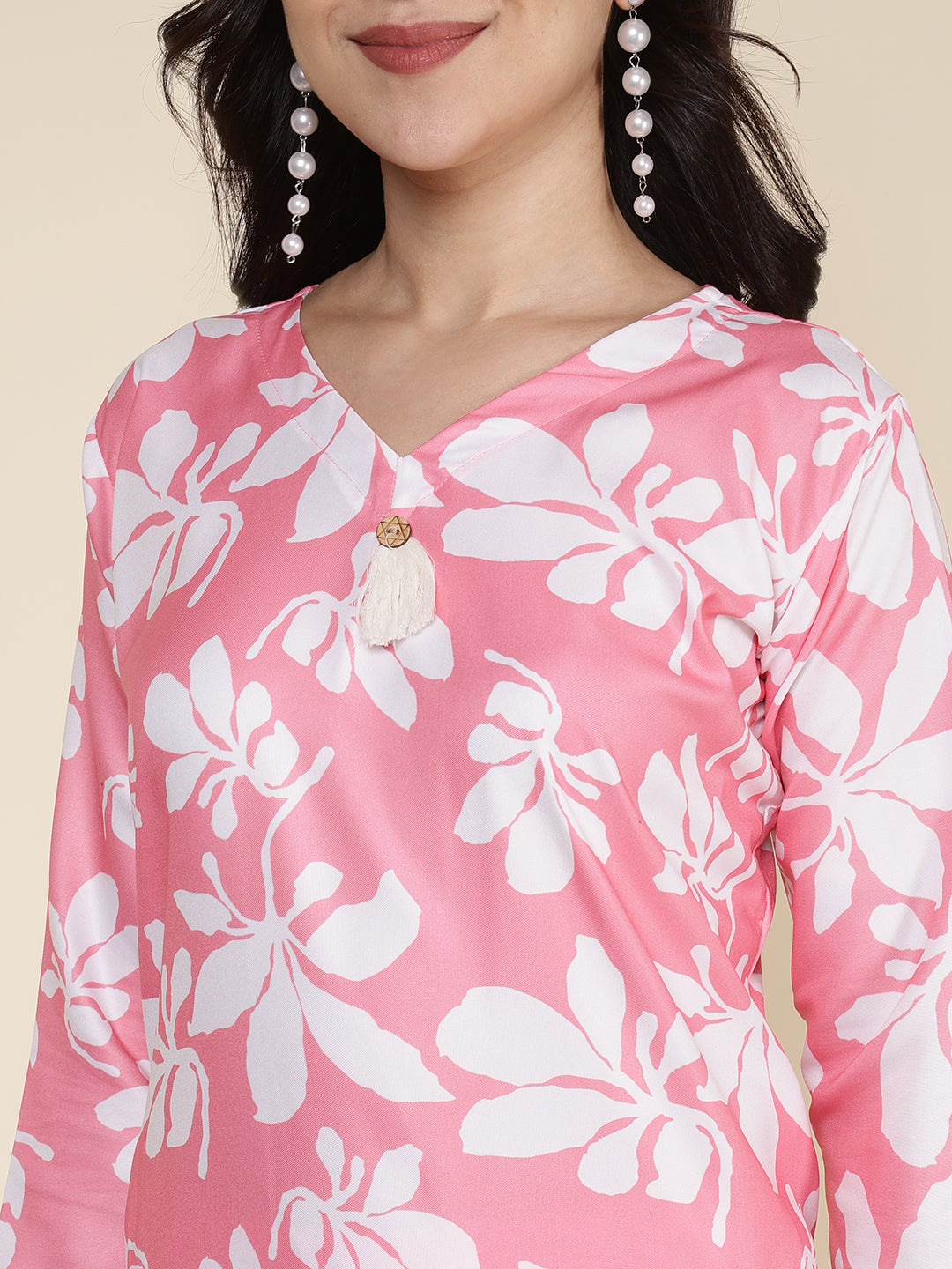 Printed Cotton Blend Kurta With Pants