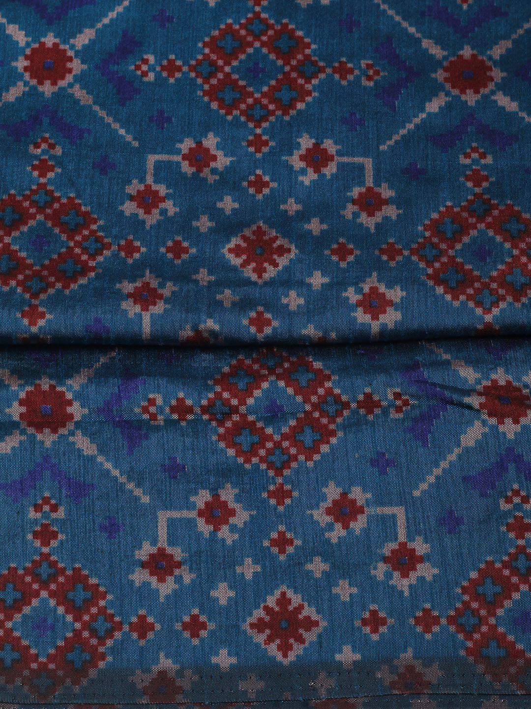 Printed Art Silk Unstitched Kurta With Pant &amp; Dupatta