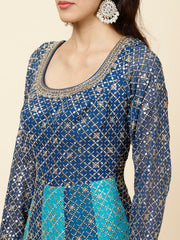 Zari Jaal Embroidered Georgette Kurta With Churidar & Dupatta