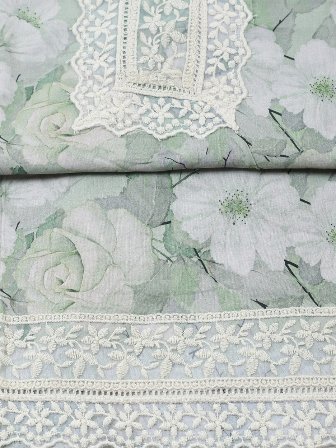 Plain Cotton Blend Unstitched Suit With Pant &amp; Dupatta