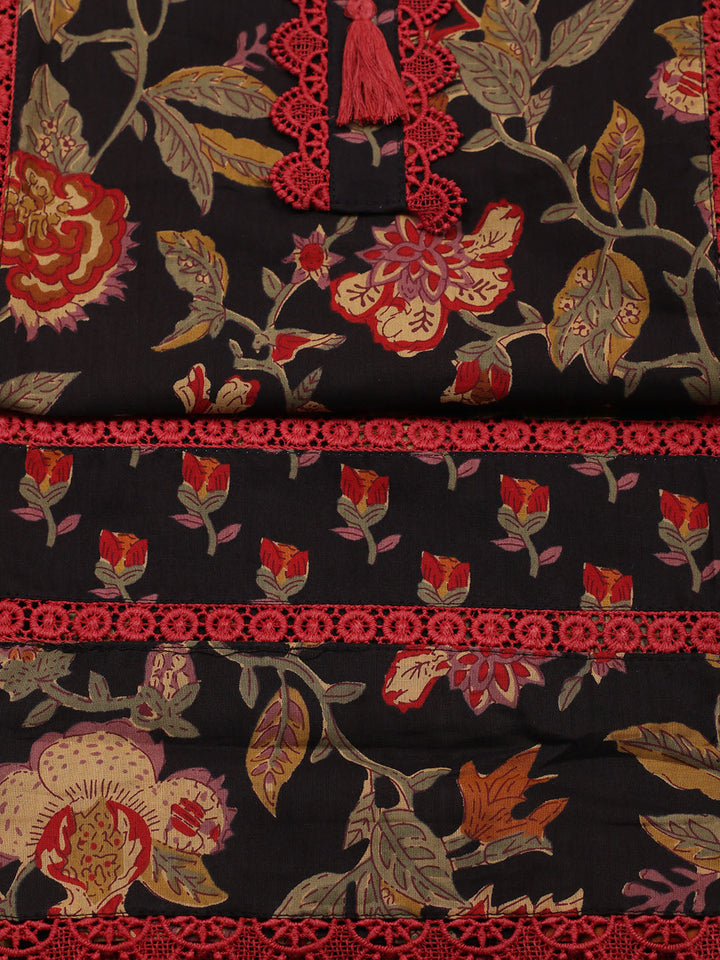 Embroidered Cotton Blend Unstitched Suit With Pant &amp; Dupatta