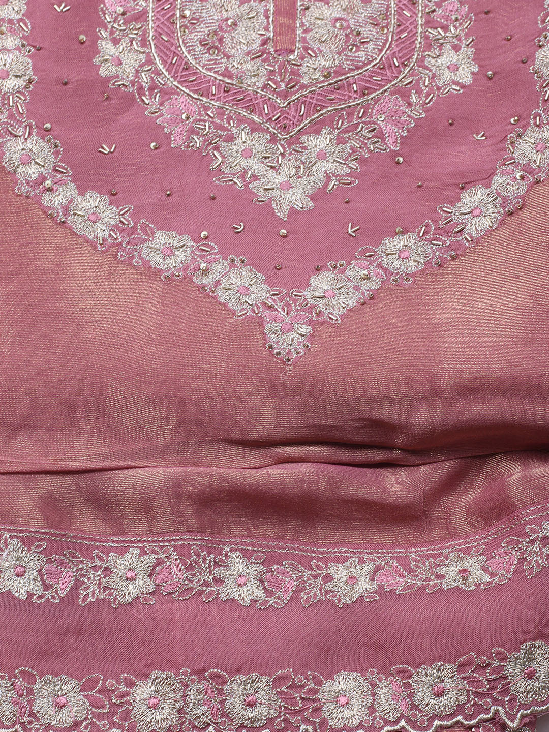 Embroidered Tissue Unstitched Suit With Dupatta