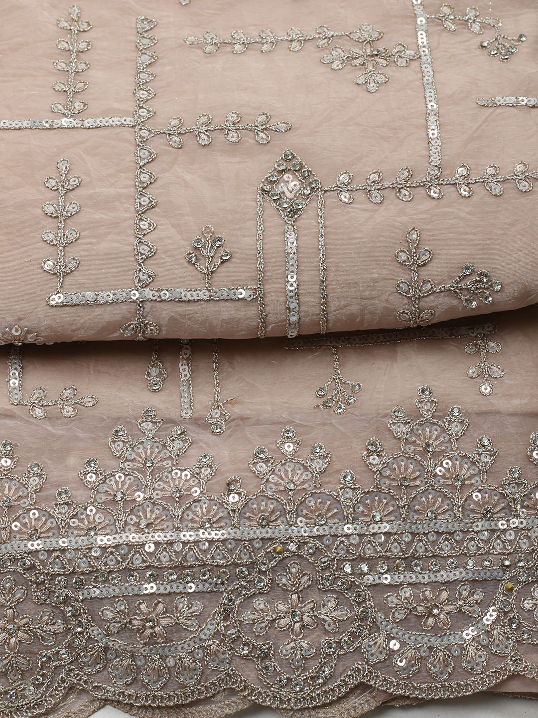 Embroidered Organza Unstitched Suit With Pant &amp; Dupatta