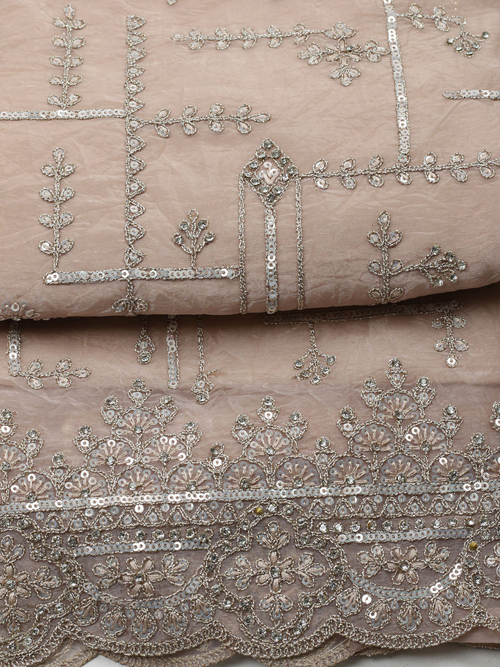 Embroidered Organza Unstitched Suit With Pant &amp; Dupatta