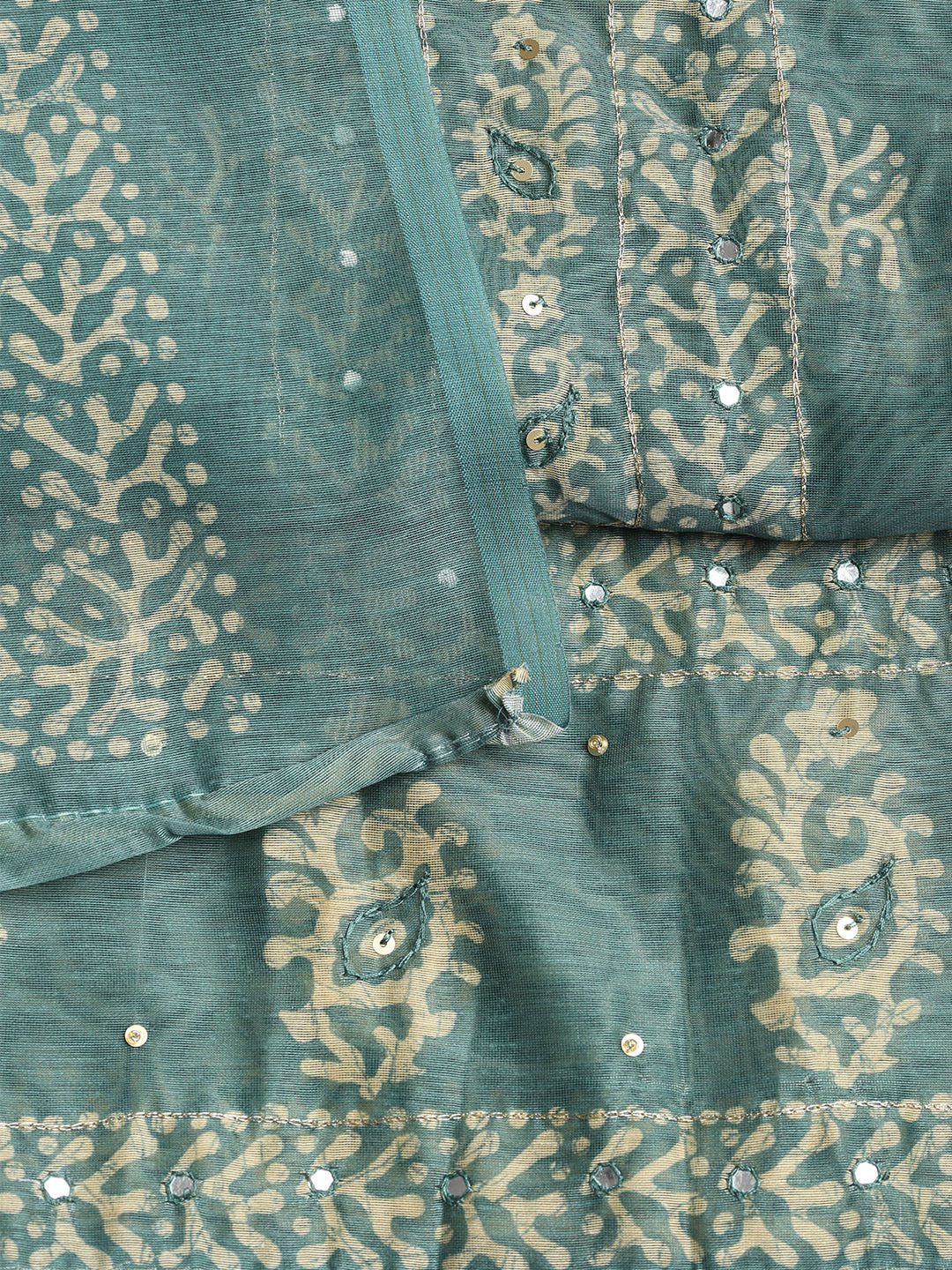 Embroidered Chanderi Unstitched Suit With Dupatta