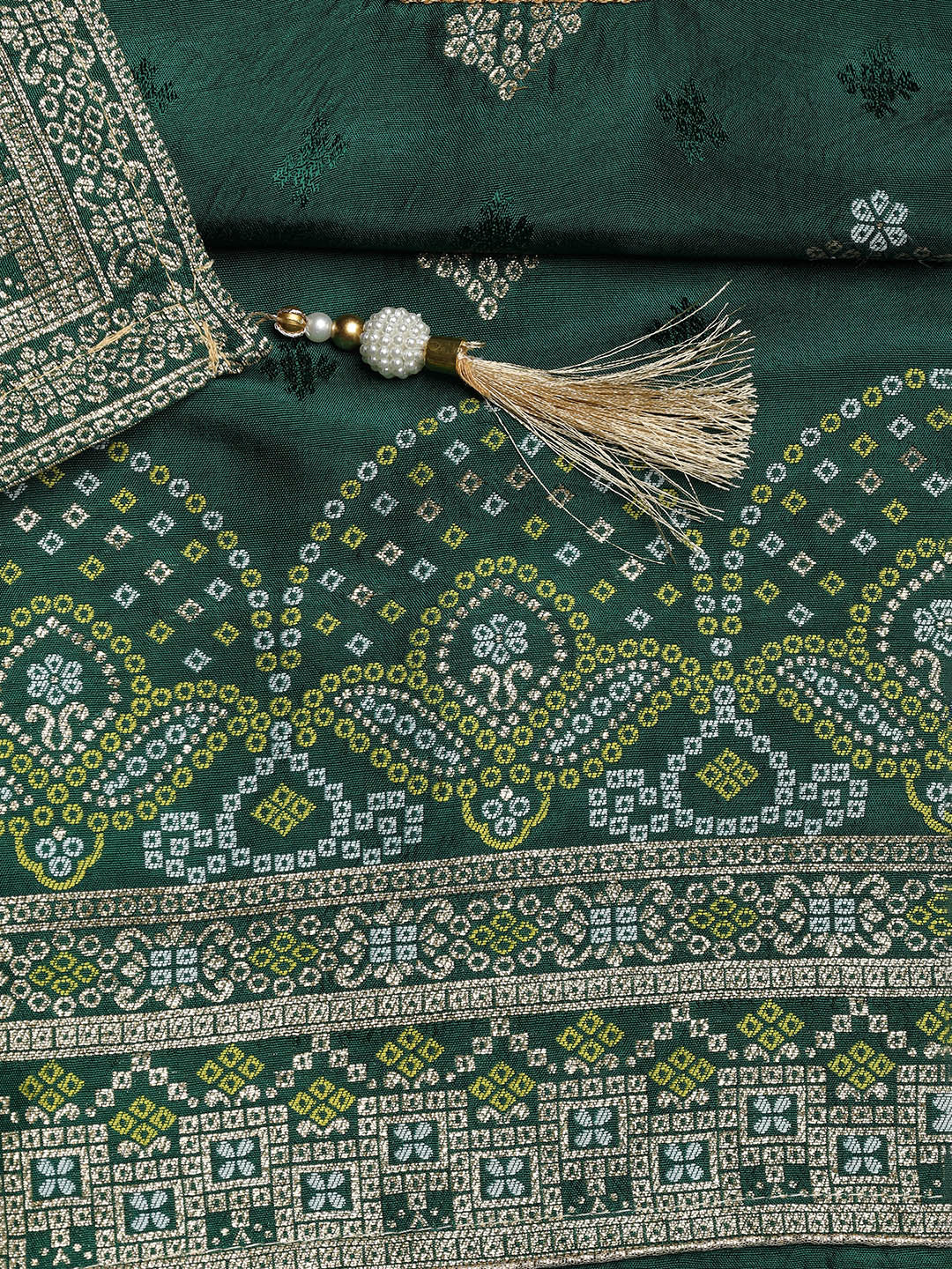Embroidered Chanderi Unstitched Suit With Dupatta