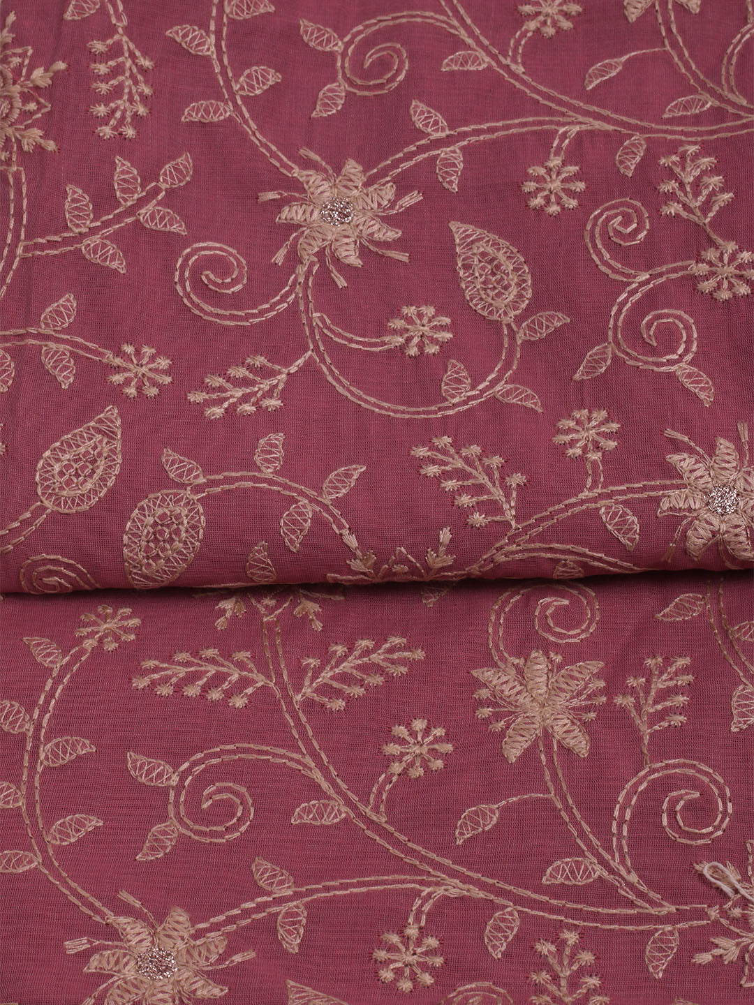 Embroidered Chanderi Unstitched Suits Casual Suit With Pant &amp; Dupatta