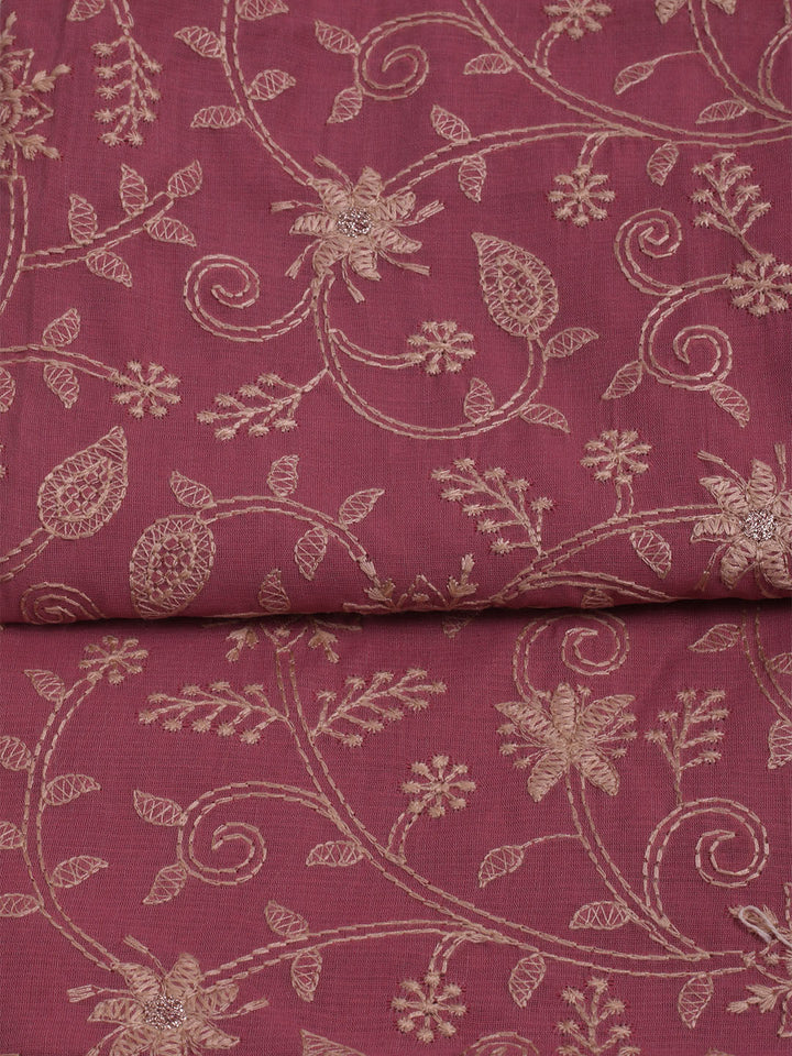 Embroidered Chanderi Unstitched Suits Casual Suit With Pant &amp; Dupatta