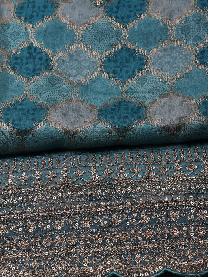 Woven Design Cotton Blend Unstitched Suit With Dupatta