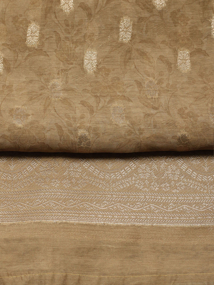 Embroidered Chanderi Unstitched Suit With Pant &amp; Dupatta