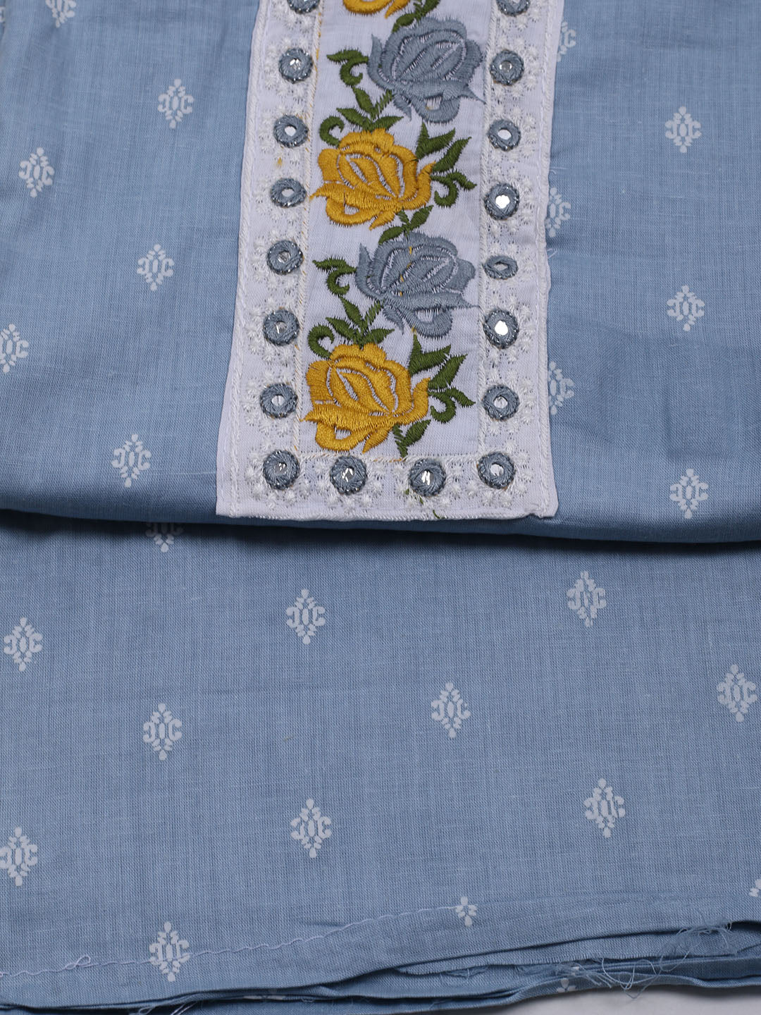 Printed Cotton Blend Unstitched Suit With Dupatta