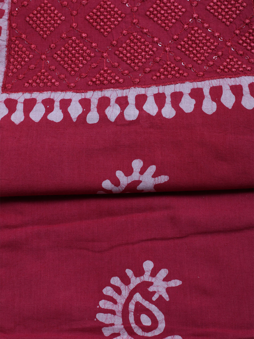 Printed Cotton Blend Unstitched Kurta With Pant &amp; Dupatta
