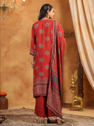 Printed Muslin Kurta With Pants & Dupatta