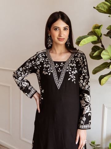 Floral Printed Cotton Kurta With Palazzo