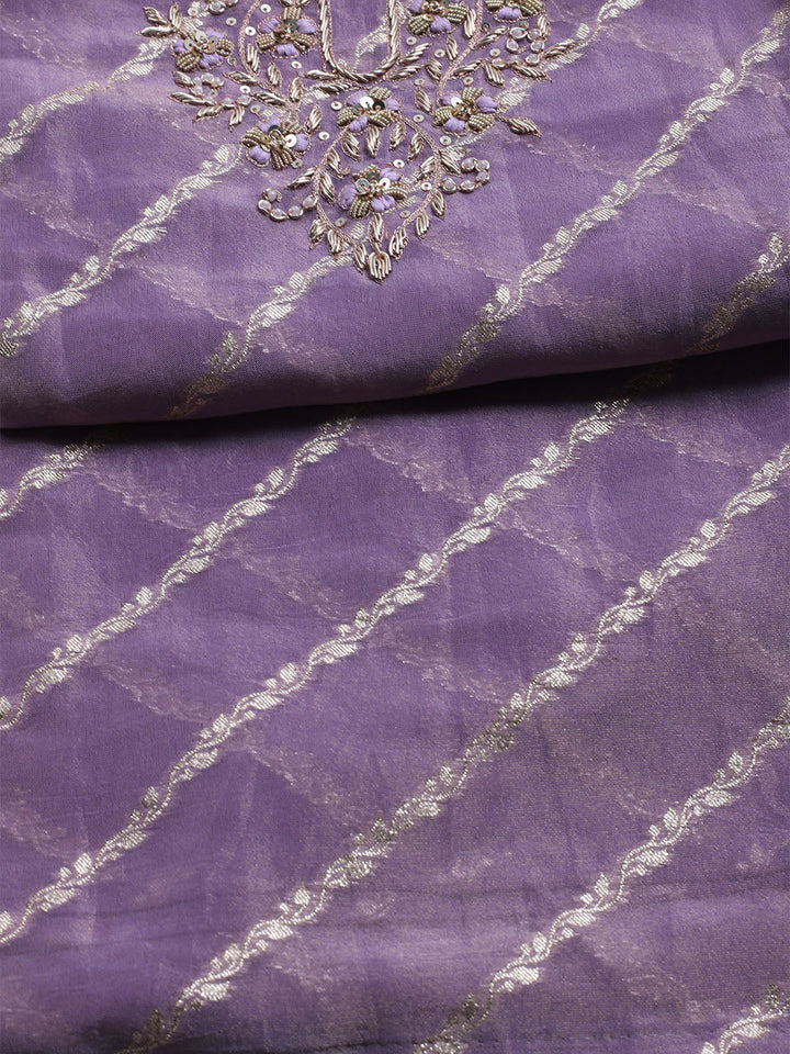 Embroidered Chanderi Unstitched Suit With Dupatta