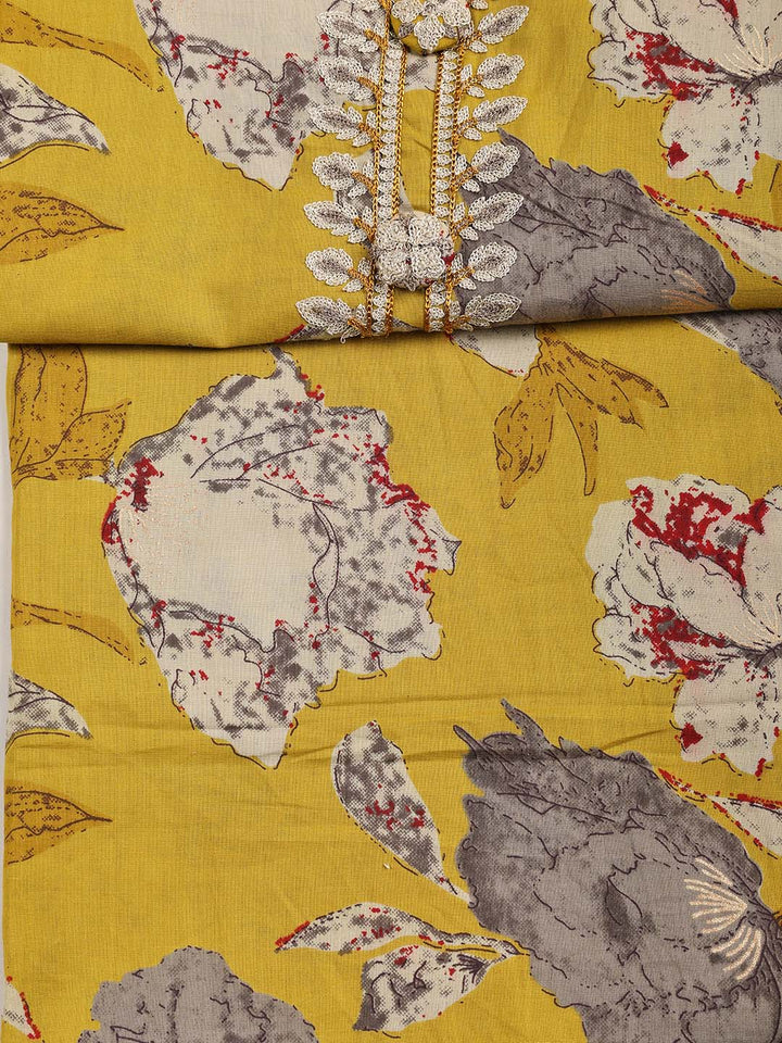 Printed Cotton Blend Unstitched Suit Piece With Dupatta